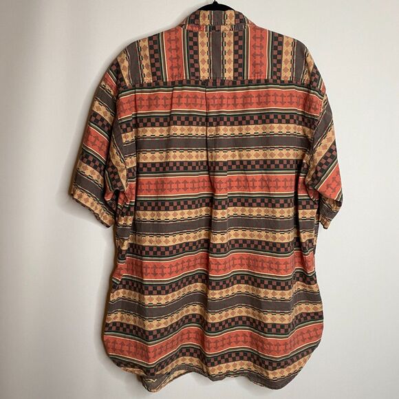 VTG Orvis Fly Fishing Aztec Southwest Design Short Sleeve Button Up Mens XL - Picture 2 of 9